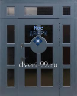 Входная дверь Парадная дверь МДФ (цвет графит) с остекленными вставками №31