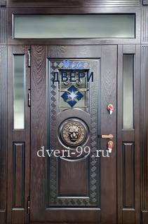 Входная дверь Парадная дверь МДФ шпон с остекленными вставками и с терморазрывом № 17
