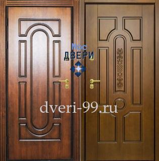Входная дверь Трехконтурная дверь с филенкой и МДФ шпон № 9