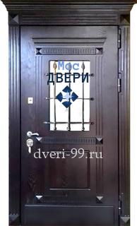 Входная дверь Дверь с МДФ и стеклом с ковкой №132